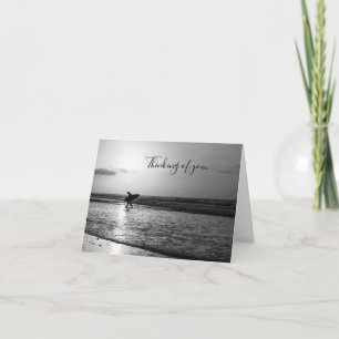 Morning Surfer Grayscale Thinking Of You Card