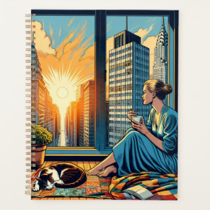 Morning Time in the City Woman Reflecting Planner