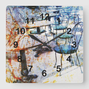 Morning vintage French cafe art Square Wall Clock