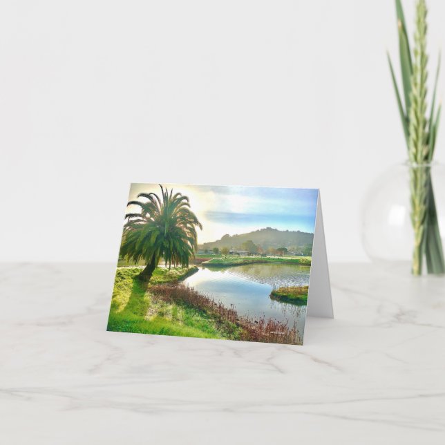 Morning walk with Palm tree Thank You Card (Front)