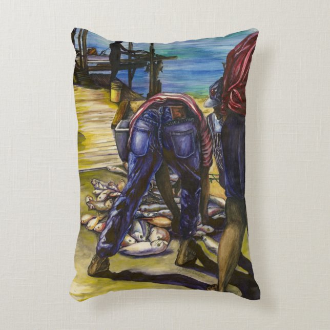 Morning's Catch, Harbour Island Decorative Cushion (Front(Vertical))