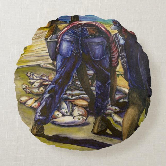 Morning's Catch, Harbour Island Round Cushion (Front)