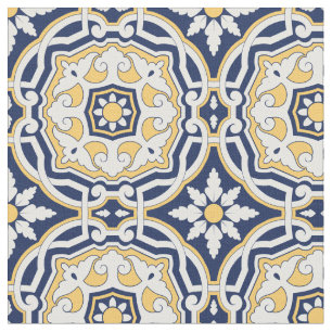 Moroccan Abstract 2 - Blue, Yellow Fabric