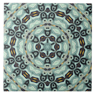 Moroccan african ethnic dark pattern kaleidoscope ceramic tile