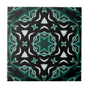 Moroccan african ethnic dark pattern kaleidoscope ceramic tile