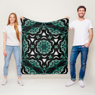 Moroccan african ethnic dark pattern kaleidoscope fleece blanket