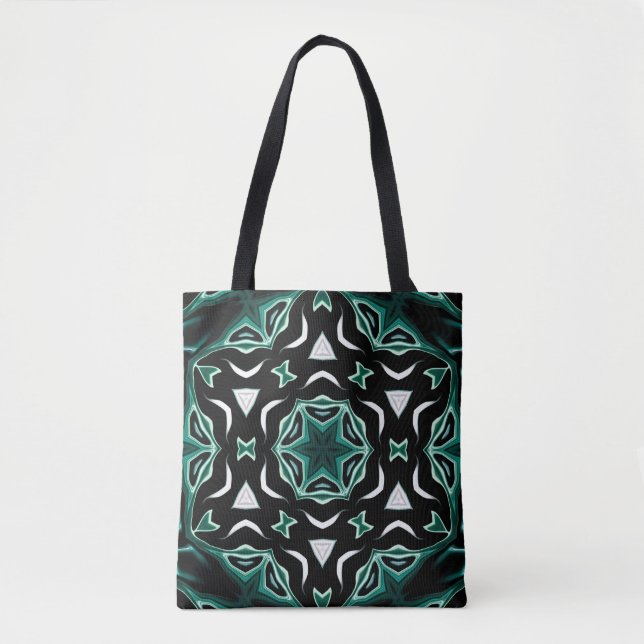 Moroccan african ethnic dark pattern kaleidoscope tote bag (Front)