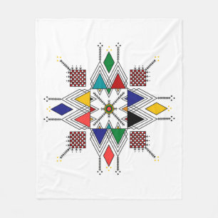 Moroccan Amazigh Geometric Pattern Traditional B Fleece Blanket