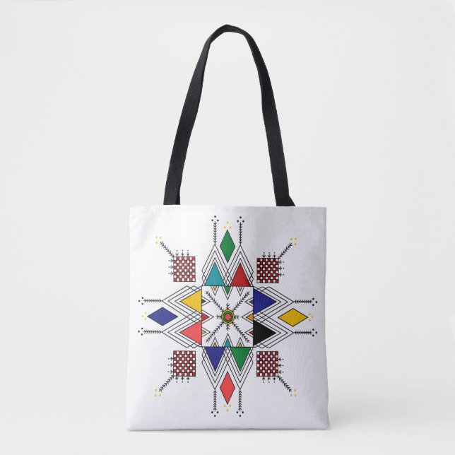 Moroccan Amazigh Geometric Pattern | Traditional B Tote Bag (Front)