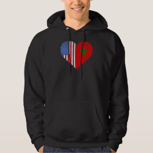 Moroccan American Flag Heart Morocco Usa Hoodie