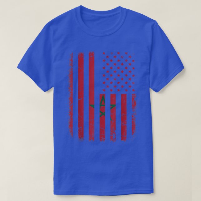 Moroccan American Flag Moroccan Roots Morocco Amer T-Shirt (Design Front)