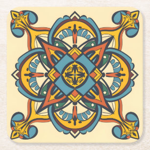 Moroccan Andalusian mosaic Square Paper Coaster
