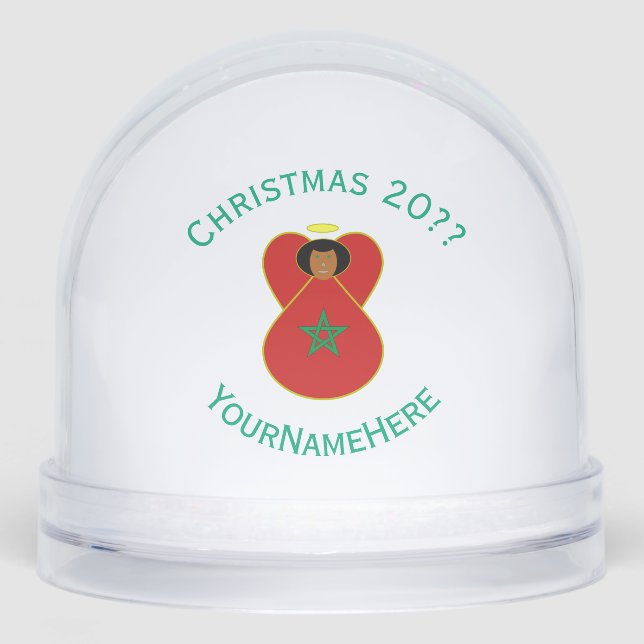 Moroccan Angel Christmas Flag Personalised Snowglobe (Front)