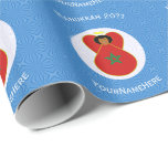 Moroccan Angel Hanukkah Flag Personalised  Wrapping Paper<br><div class="desc">Design, on personalised gift wrapping paper, has an angel wearing the Flag of Morocco. Above, the words, in white letters, read, HANUKKAH 20??. Below, a place for a name, yours, for a personalised look, or, your gift recipient's for a thoughtful gift wrap. The angel sits on a circle of white...</div>