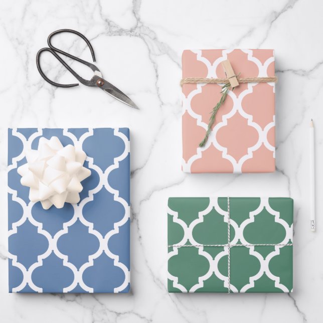 Moroccan Arabesque Style Print Wrapping Paper Sheet (Front)