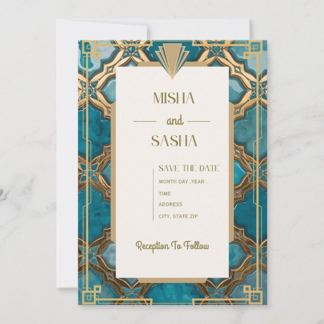 Moroccan Art Deco Wedding Invitation (Front)