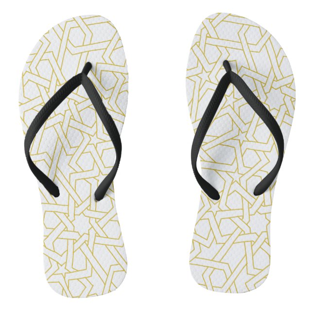 Moroccan art design on gold colour thongs (Footbed)