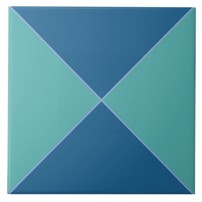 Moroccan blue and green diamond pattern tile (Front)