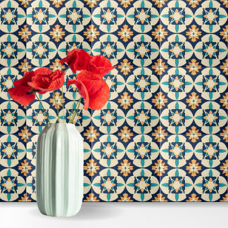 Moroccan Blue and Yellow Print Pattern Tile