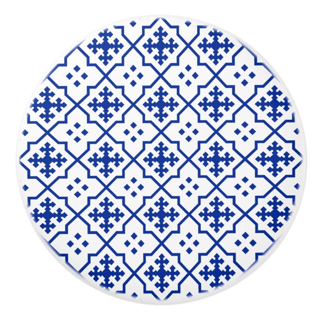 Moroccan Blue Ceramic Knob (Front)