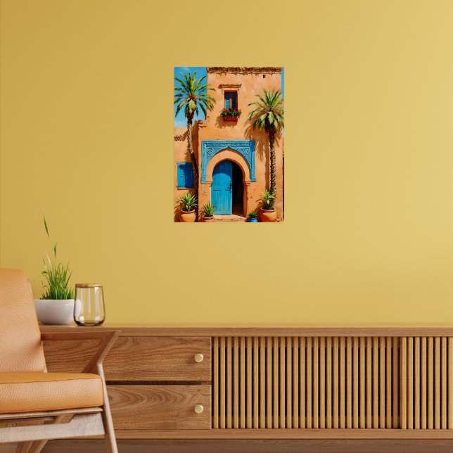 Moroccan Blue Door Terracotta Kasbah Wall Art (Living Room 2)