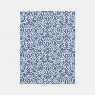 Moroccan Blue Grey Casbah Damask Fleece Blanket