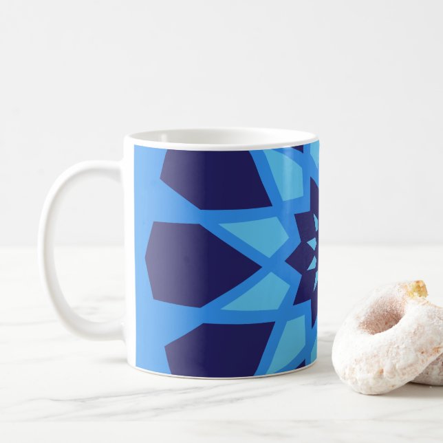Moroccan Blue Pattern Coffee Mug (With Donut)