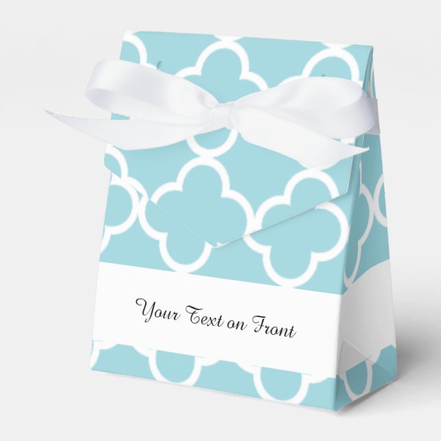 Moroccan Blue White Quatrefoil Pattern Favour Box (Front Side)
