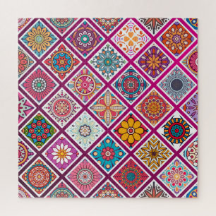 Moroccan Bohemian Mandala Tiles Jigsaw Puzzle