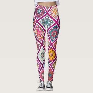 Moroccan Bohemian Mandala Tiles Leggings