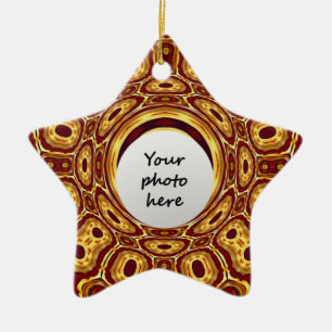Moroccan Boho Red Gold Abstract Pattern Ceramic Tree Decoration