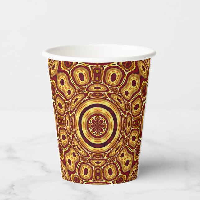 Moroccan Boho Red Gold Abstract Pattern Paper Cups (Front)