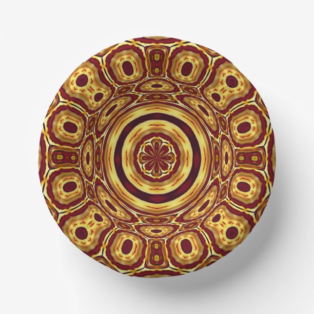Moroccan Boho Red Gold Abstract Pattern Paper Plate (Front)