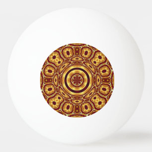 Moroccan Boho Red Gold Abstract Pattern Ping Pong Ball