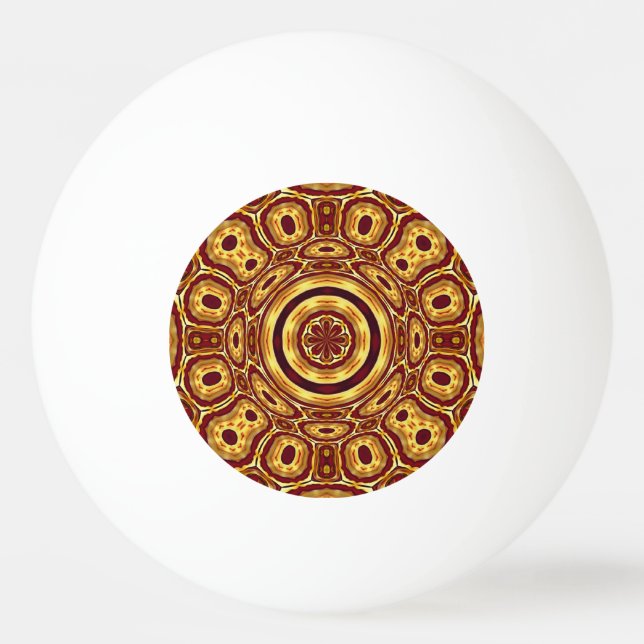 Moroccan Boho Red Gold Abstract Pattern Ping Pong Ball (Front)