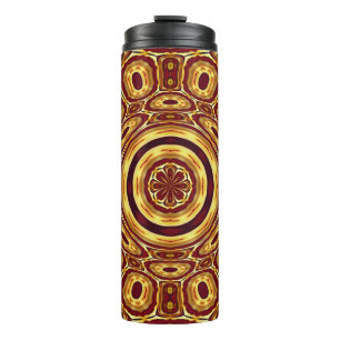 Moroccan Boho Red Gold Abstract Pattern Thermal Tumbler