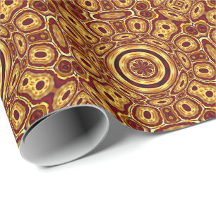 Moroccan Boho Red Gold Abstract Pattern Wrapping Paper
