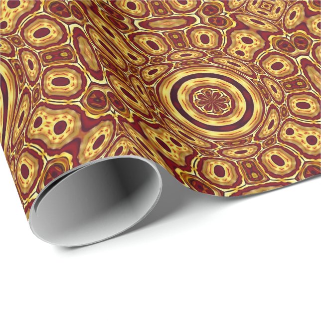 Moroccan Boho Red Gold Abstract Pattern Wrapping Paper (Roll Corner)