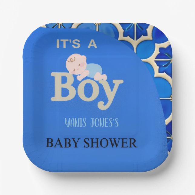 Moroccan Boy Baby Shower  Paper Plate (Front)