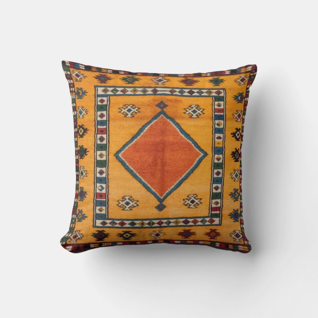 Moroccan Charm" Yellow Kilim Pillows: Cushion (Front)