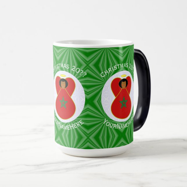 Moroccan Christmas Angel Flag Personalised  Magic Mug (Front Right)