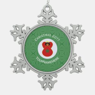 Moroccan Christmas Angel Flag Personalised Snowflake Pewter Christmas Ornament