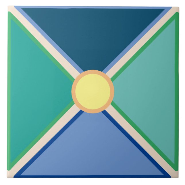 Moroccan colours cross and circle ceramic tile (Front)