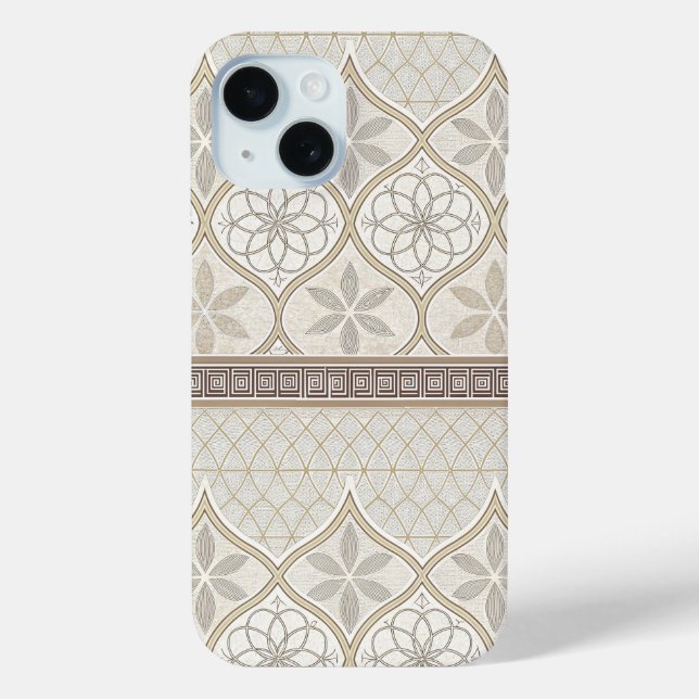 Moroccan Cream Taupe Chocolate Geometric Tile Case-Mate iPhone Case (Back)