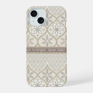 Moroccan Cream Taupe Chocolate Geometric Tile iPhone 15 Case