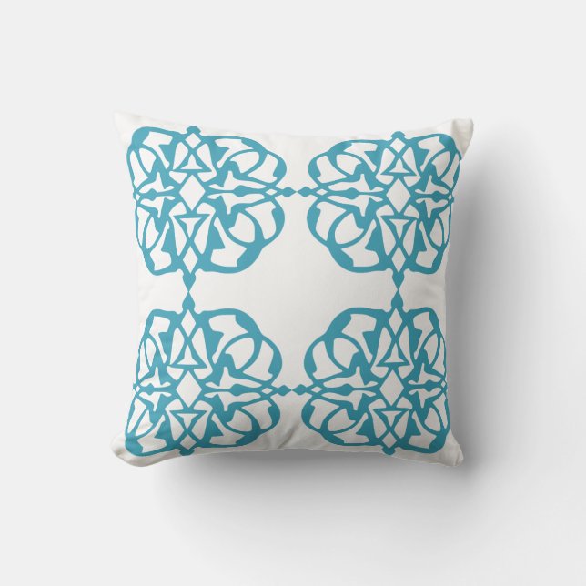 Moroccan Damask Teal Cushion (Front)