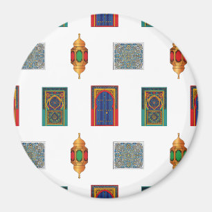 Moroccan Doors and Lanterns Mosaic Magnet