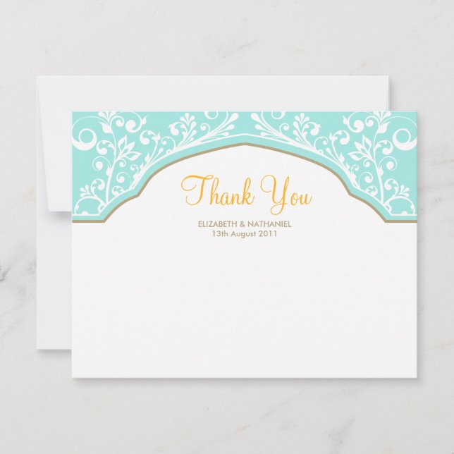 Moroccan Dream Thank You Note Card Blue/Orange (Front)