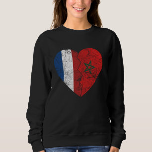 Moroccan Dutch Flag Heart Netherlands Morocco Flag Sweatshirt