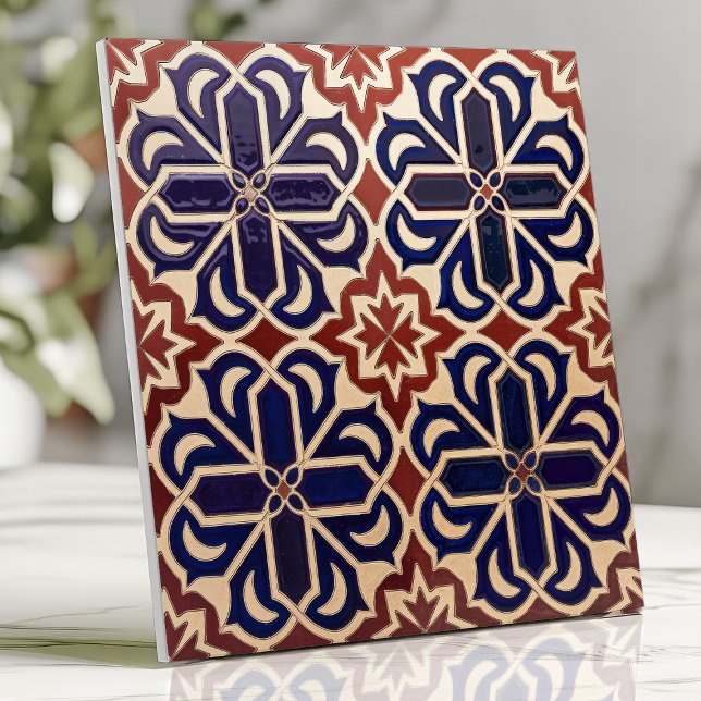 Moroccan Fes Geometric Tile Cobalt Blue Terracotta (Creator Uploaded)